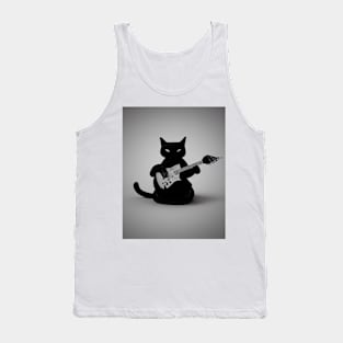 Black Cat Playing Guitar Tank Top